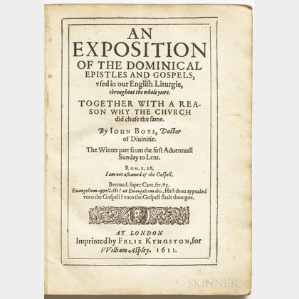 Boys, John (1571-1625) An Exposition of the Dominical Epistles and Gospels, Used in our English Liturgie throughout the Whole Year, Thr