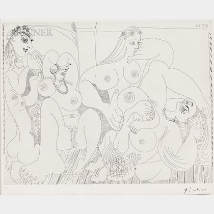 Pablo Picasso (Spanish, 1881-1973) Autour du Bain Turc, avec un petit intrus