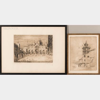 Two Framed Prints of European Churches: Otto Thämer (German, 1892-1975),S. Marco, Venezia