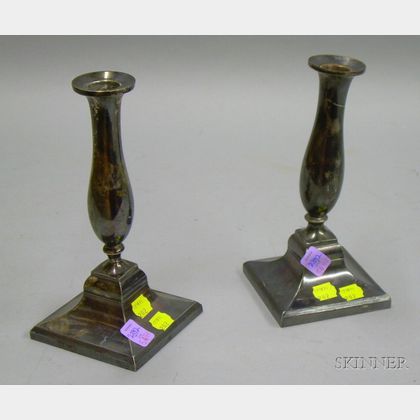 Pair of Silver Plated Candlesticks. 