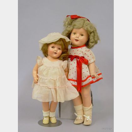 Two Composition Shirley Temple Look-Alike Dolls