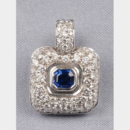 18kt White Gold, Sapphire, and Diamond Pendant, Leo Pizzo