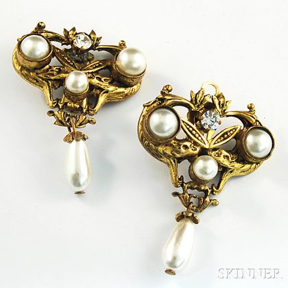 Pair of Vintage Chanel Costume Earclips