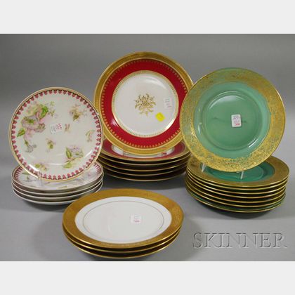 Four Partial Sets of Glass and Porcelain Plates