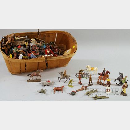 Large Group of Mostly Lead, Plastic, and Composite Toy Soldiers and Related Items