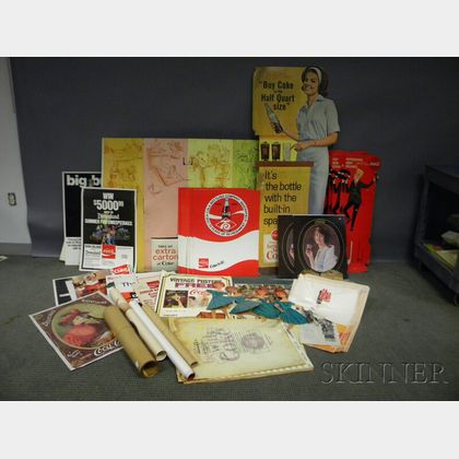 Group of Coca-Cola Cardboard Display Items, Posters, and Decals