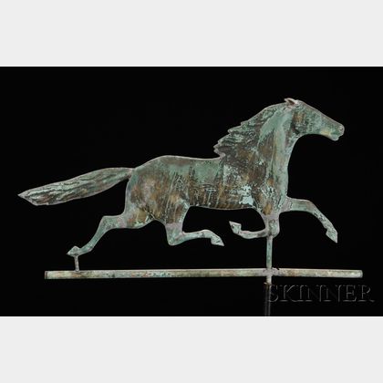 Molded Copper and Zinc Running Horse Weathervane