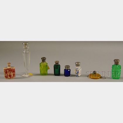 Seven Assorted Perfumes and a Chinese Ivory Snuff Bottle