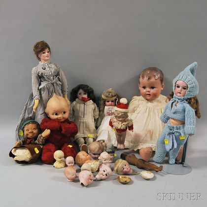 Group of Bisque and Vintage Composition Dolls