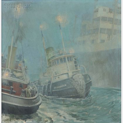 Harold von Schmidt (American, 1893-1982) An Illustration from "Tugboat Annie"