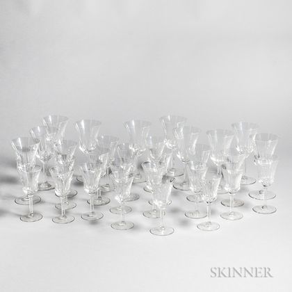 Thirty Pieces of Val St. Lambert "Poitiers" Pattern Crystal Stemware