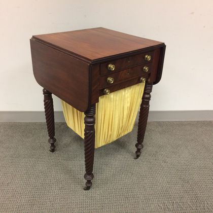 Classical Upholstered Mahogany Sewing Stand