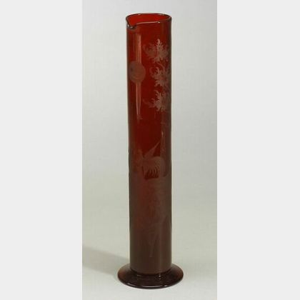 Hawkes Ruby Etched Glass Beaker