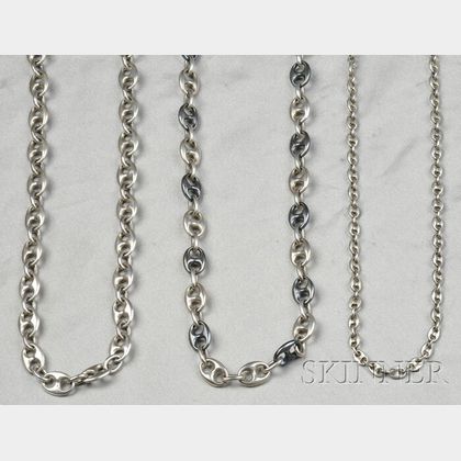 Three Sterling Silver Anchor Link Chains