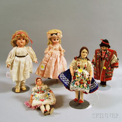 Five Antique Dolls