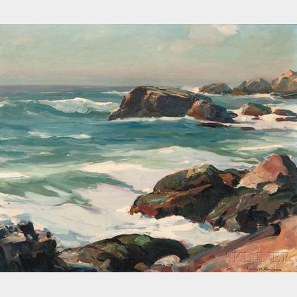 Emile Albert Gruppé (American, 1896-1978) Rocky Coast (Possibly Bass Rocks)