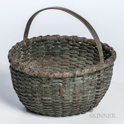 Blue-painted Ash Splint Basket