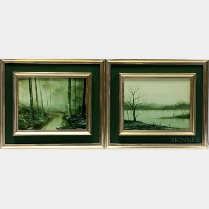 Michael Hill (British, b. 1956) Two Landscapes: Woodland Stream 