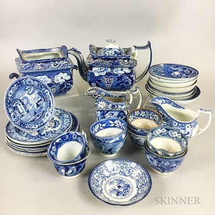 Thirty-two Staffordshire Transfer-decorated Tableware Items. Estimate $150-250