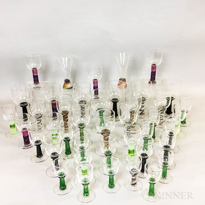 Forty-two Pieces of Cowdy Glass Workshop Stemware