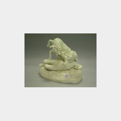 English Parian Porcelain Figure of a Female Bacchante and Goats