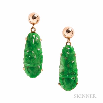 14kt Gold and Jade Earrings