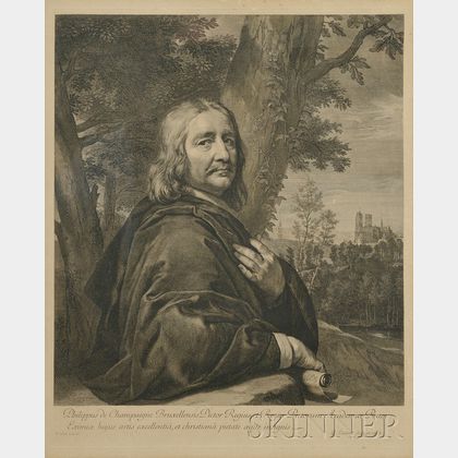 Gérard Edelinck (French, 1640-1707) Engraving after a Self-Portrait of Philippe de Champaigne