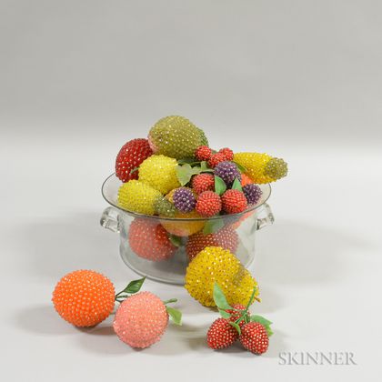 Beaded Fruit and a Colorless Glass Cachepot.