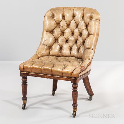 William IV Rosewood Leather-upholstered Desk Chair