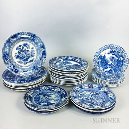 Thirty-four Staffordshire Transfer-decorated Ceramic Plates. Estimate $200-300