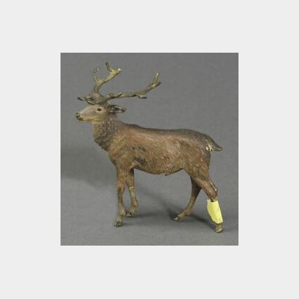 Small Viennese Cold Painted Bronze Figure of a Stag