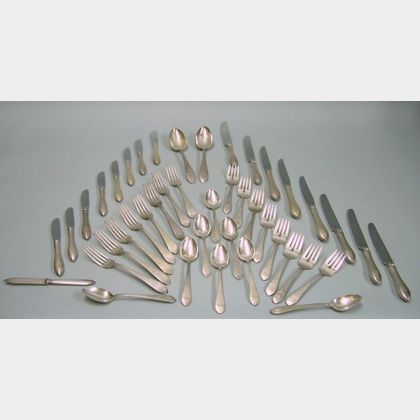 Forty-two Piece Dominick & Haff Sterling Silver Pointed Antique Pattern Partial Flatware Set. 