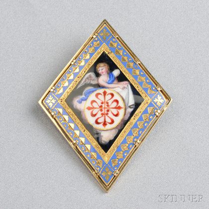 Antique Gold and Enamel Brooch