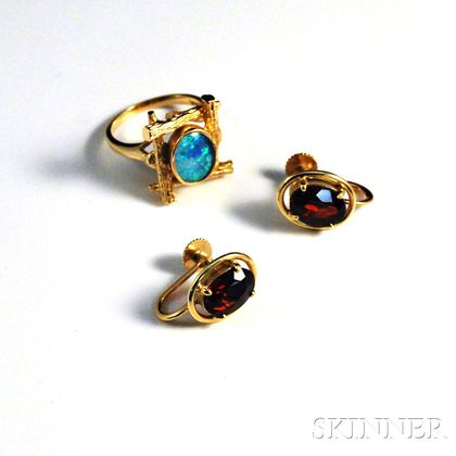 14kt Gold Ring and Earclips