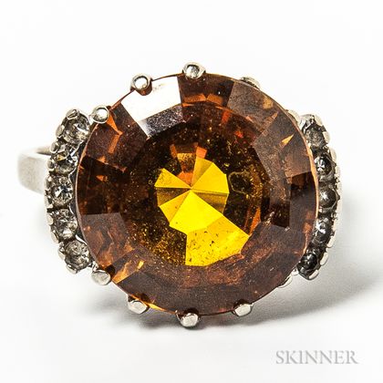 10kt White Gold and Citrine Cocktail Ring