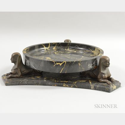 Egyptian Revival Onyx and Bronze Compote