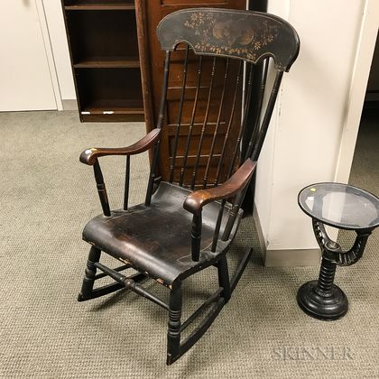 Black-painted and Stenciled Boston Rocker