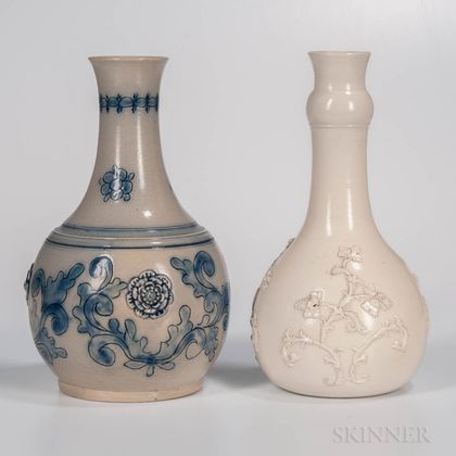 Two Staffordshire White Salt-glazed Stoneware Vases