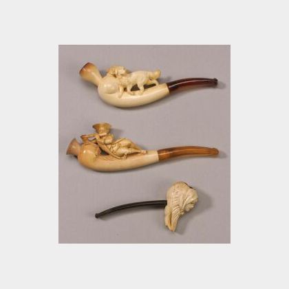 Three Small Carved Meerschaum Pipes