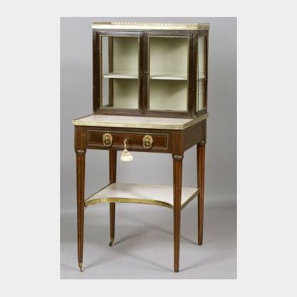 Louis XVI Mahogany and Gilt-metal Mounted Vitrine Cabinet on Stand