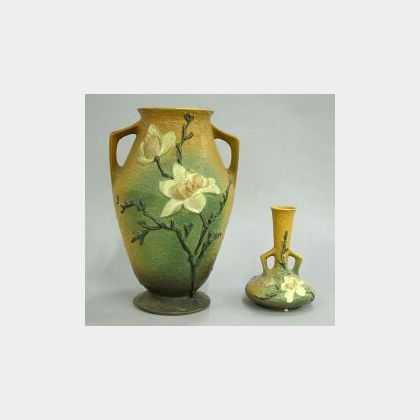 Two Roseville Pottery Magnolia Vases