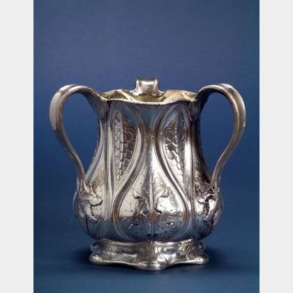 Early Gorham Martele .950 Silver Three-handled Loving Cup