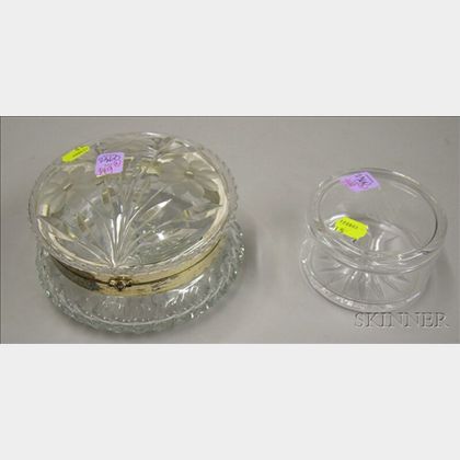 Pairpoint Silver Plate Mounted Colorless Cut Glass Lidded Jar and a Colorless Glass Covered Jar. 