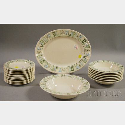 Twenty-three-piece Partial Set of Vintage Taylorstone Cathay Pattern Ceramic Tableware