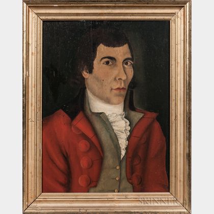 Attributed to Reuben Moulthrop (Connecticut, 1763-1814) Portrait of a Gentleman in a Red Coat