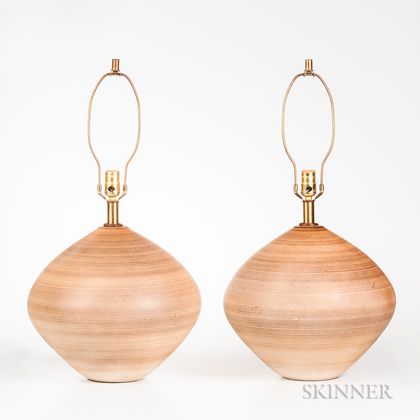 Two Studio Pottery Table Lamps