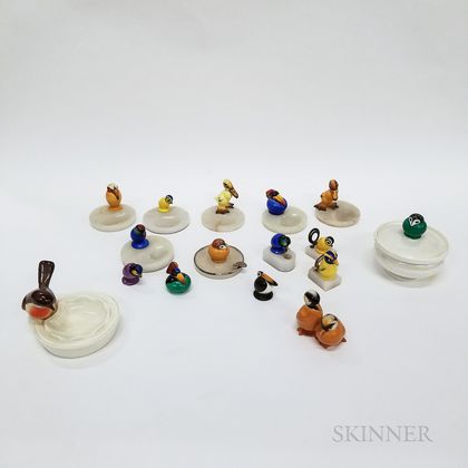 Sixteen Mostly Doulton Character Birds