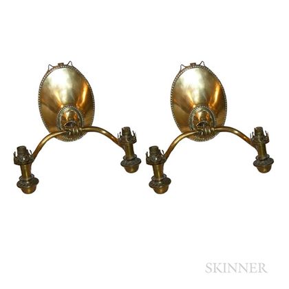 Pair of Brass Two-arm Figural Hand Sconces