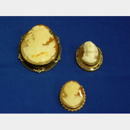 Lot of Three Shell Carved Cameos