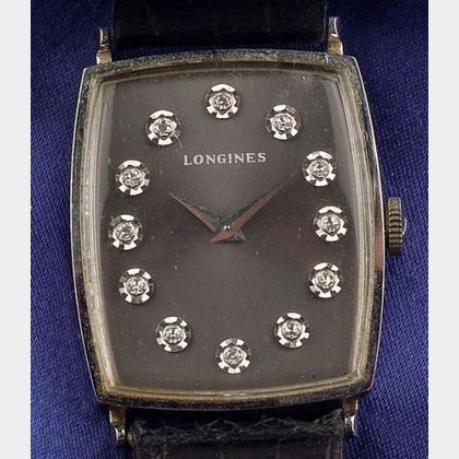Gentleman's 14kt White Gold and Diamond Wristwatch, Longines